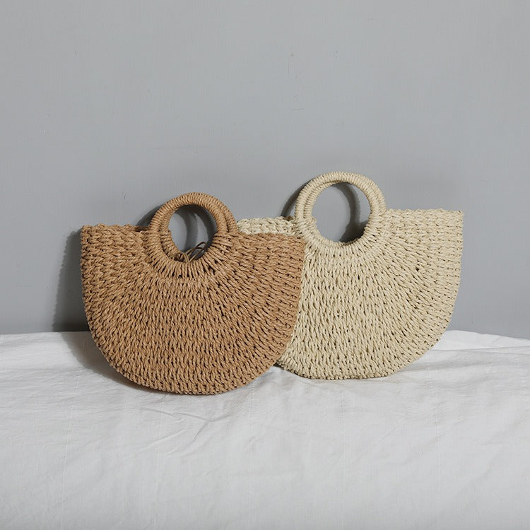 Woven Rattan Tote Handbag