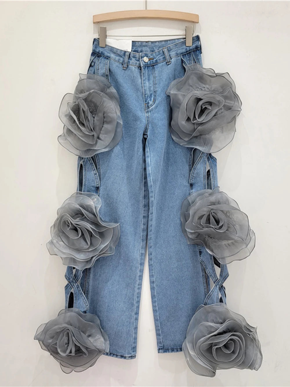 3D Flower Denim Pants Fashion Closet Clothing
