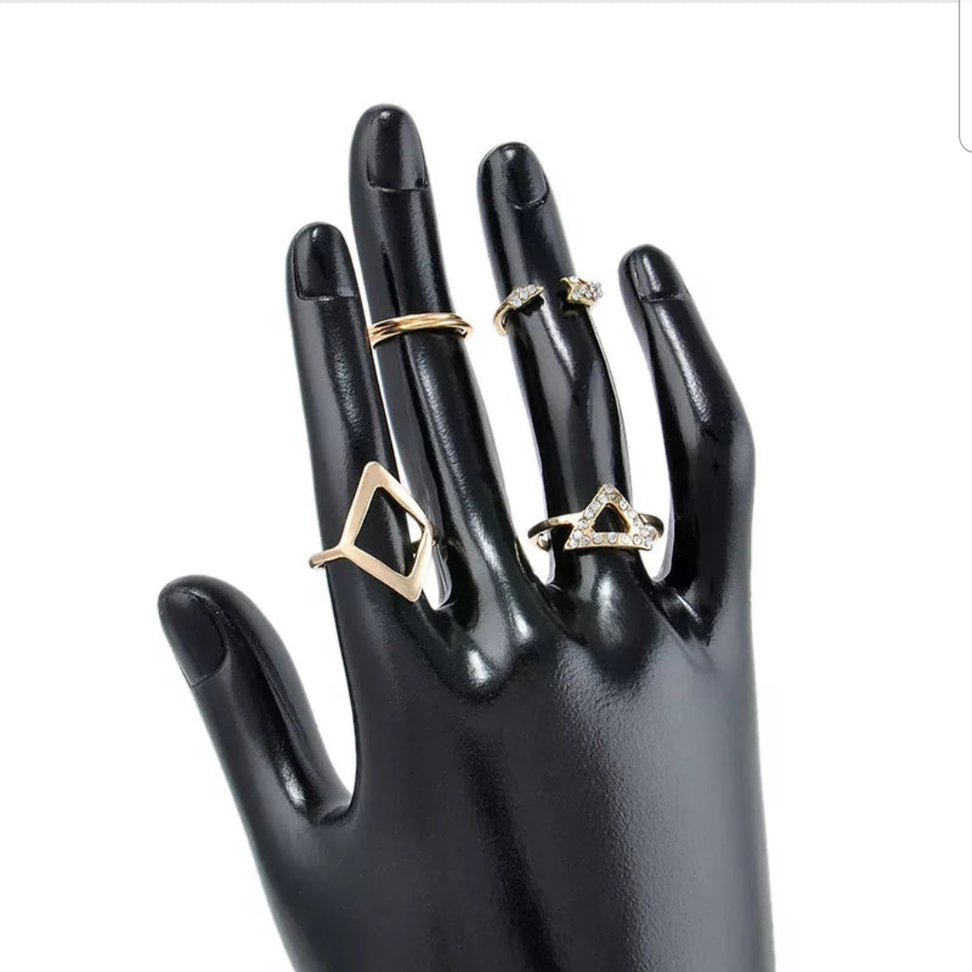 5Pcs/Set Mid Finger Ring - Gold Fashion Closet Clothing