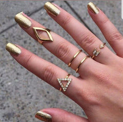 5Pcs/Set Mid Finger Ring - Gold Fashion Closet Clothing