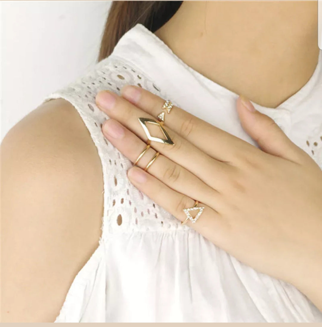 5Pcs/Set Mid Finger Ring - Gold Fashion Closet Clothing