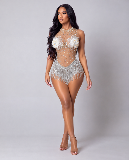 Roxi Embellished Flower Tassel Bodysuit