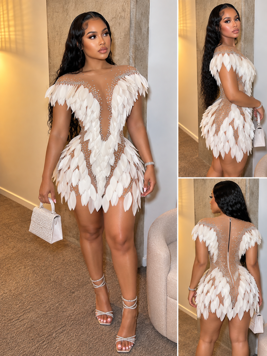Hot Leaf Sequins Mini Dress