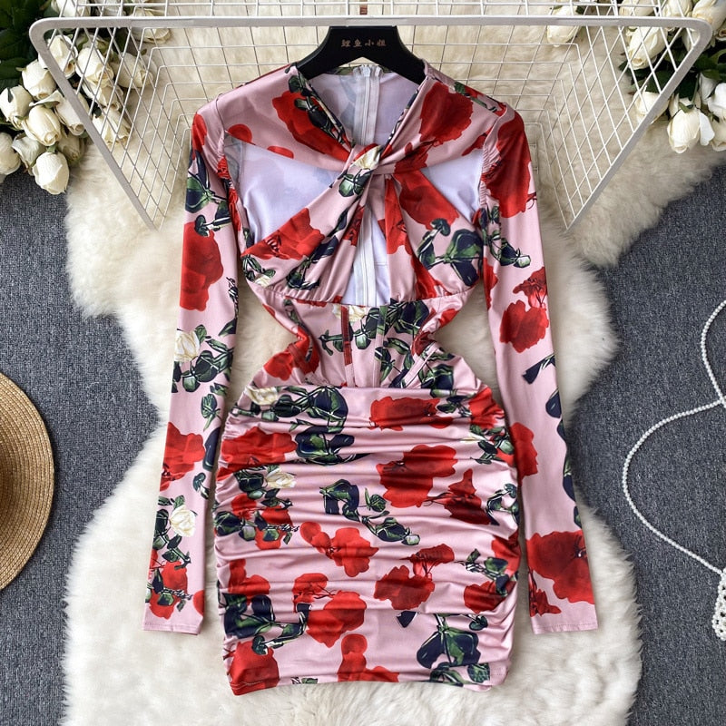 A Floral Mini Bodycon Dress Fashion Closet Clothing