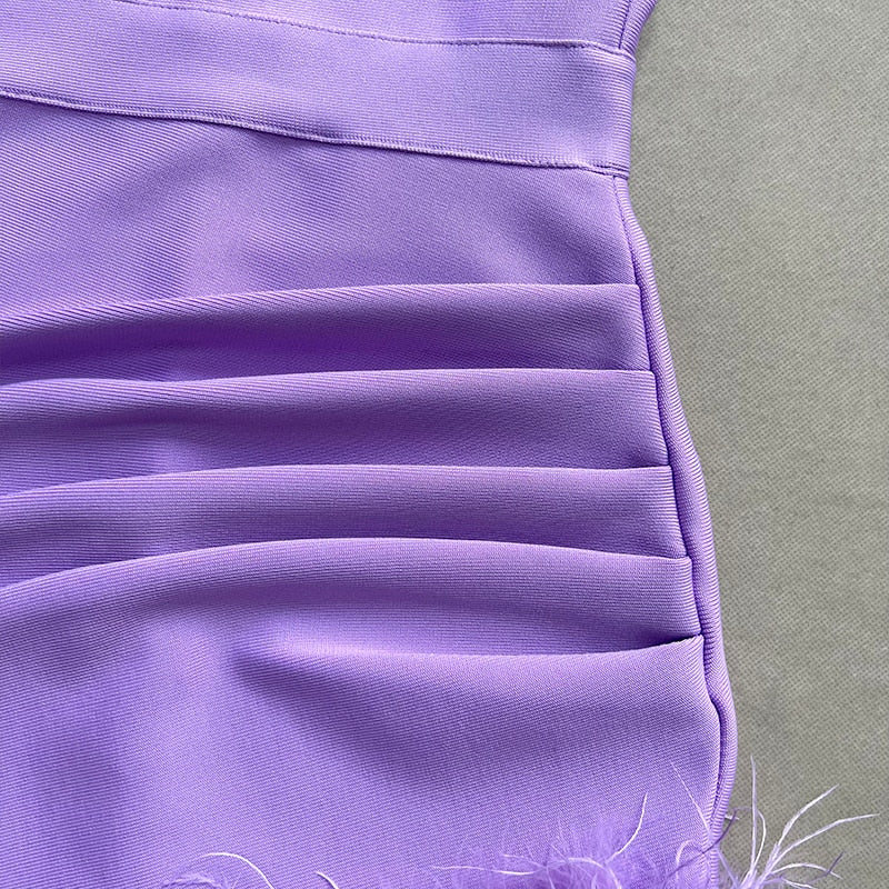 A Rhinestone Feather Bandage Dress Fashion Closet Clothing