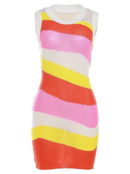 A Striped Mini Knit Dress Fashion Closet Clothing