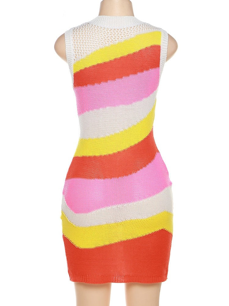 A Striped Mini Knit Dress Fashion Closet Clothing