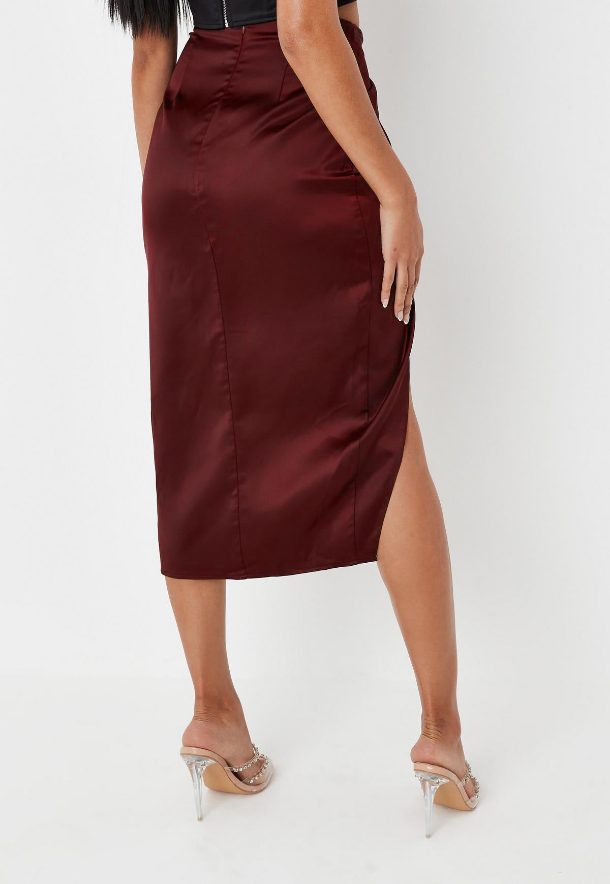A Twist Satin High Waist Skirt Fashion Closet Clothing