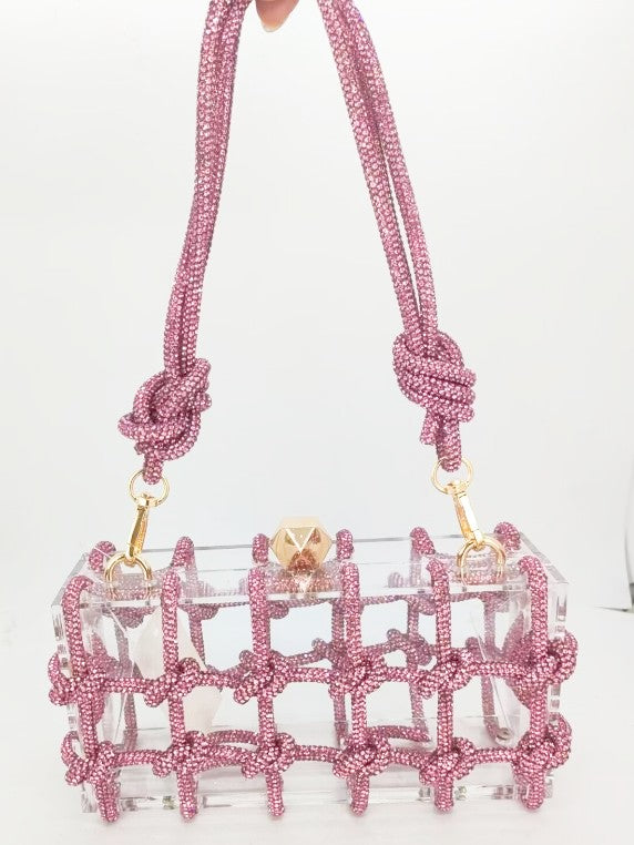 Acrylic Knotted Rhinestone Handbags Fashion Closet Clothing