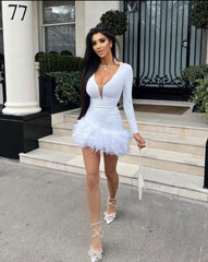 Aina Feather Bandage Dress Fashion Closet Clothing