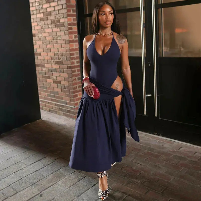 allure maxi dress Women's Allure Halter Maxi Dress Black Customize MEAN BLVD
