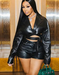 Anaya Leather Short Set Fashion Closet Clothing