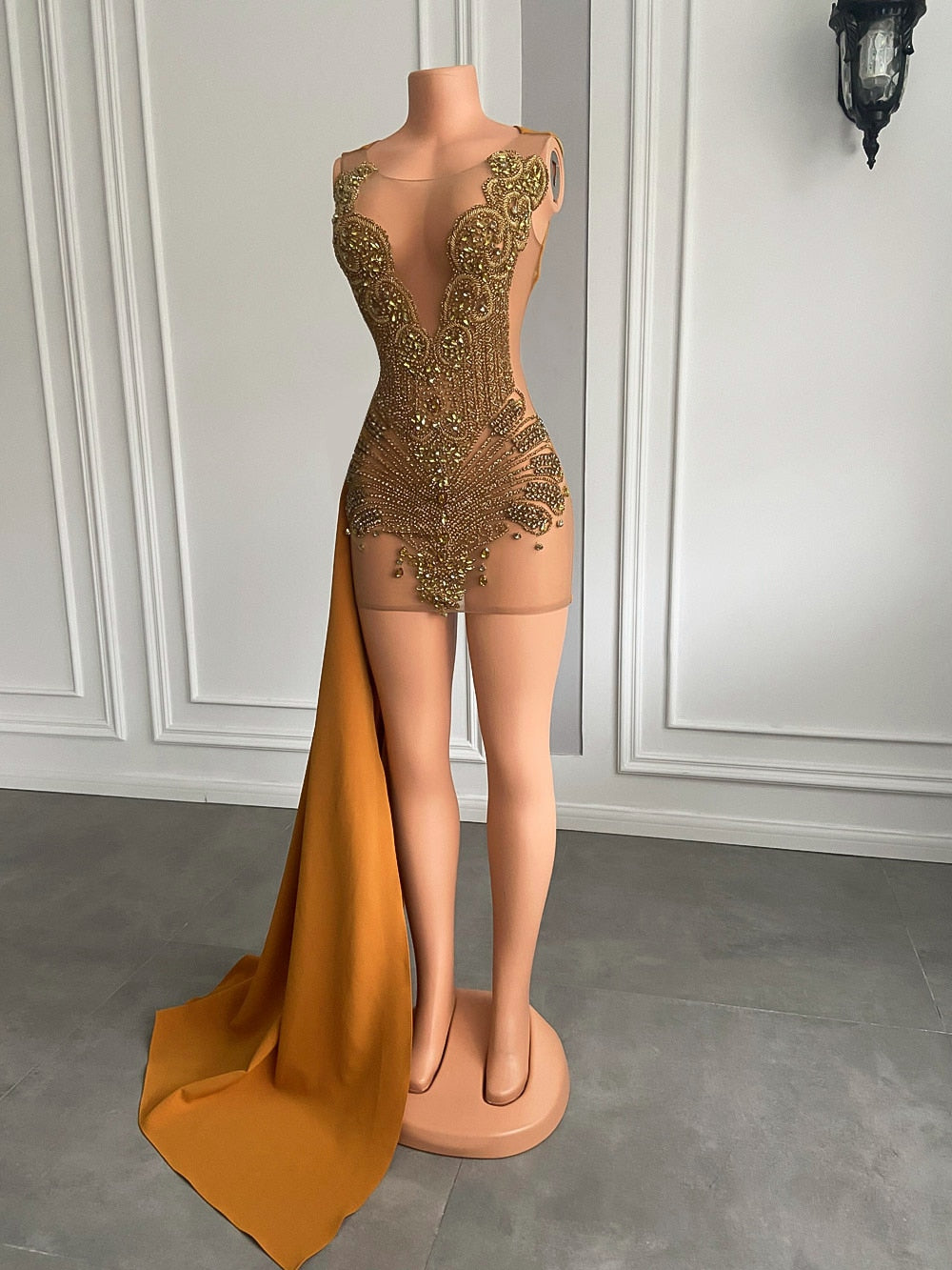 Angel Luxury Sheer Mesh Sparkly Dress Fashion Closet Clothing