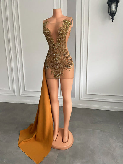 Angel Luxury Sheer Mesh Sparkly Dress Fashion Closet Clothing