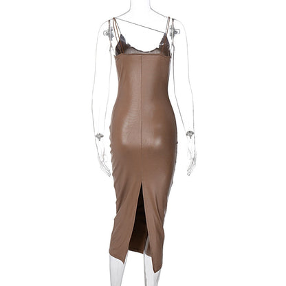 Ashlea Leather Midi Dress Fashion Closet Clothing