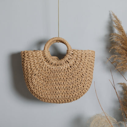 Woven Rattan Tote Handbag
