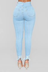 Back At it High Waist Jeans- Light blue Fashion Closet Clothing