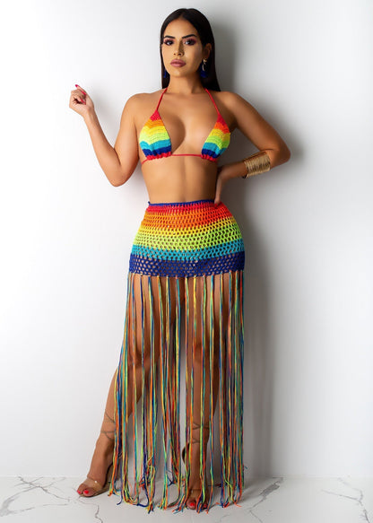 Beachy Vibe Crochet Skirt Set Fashion Closet Clothing