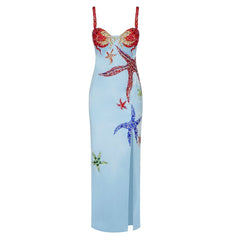 Beads Satin Maxi Dress Fashion Closet Clothing