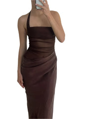 Bella Ruched Satin Dress Fashion Closet Clothing