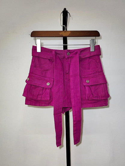 Belt Bandage Denim Cargo Skirt Fashion Closet Clothing