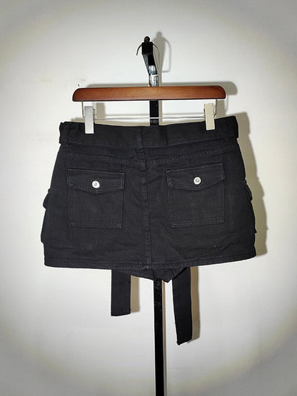 Belt Bandage Denim Cargo Skirt Fashion Closet Clothing