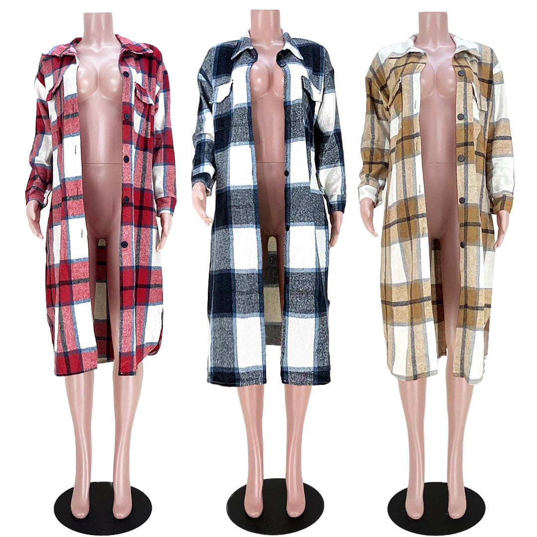 Betty Flannel Plaid Coat Fashion Closet Clothing