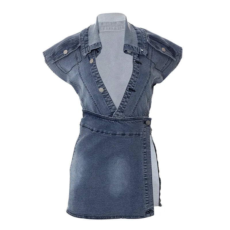 Beverley Denim Mini Skirt Set Fashion Closet Clothing