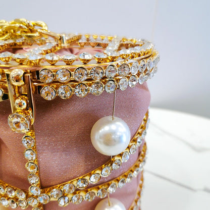 Big Pearls Rhinestones Metal Bag Fashion Closet Clothing