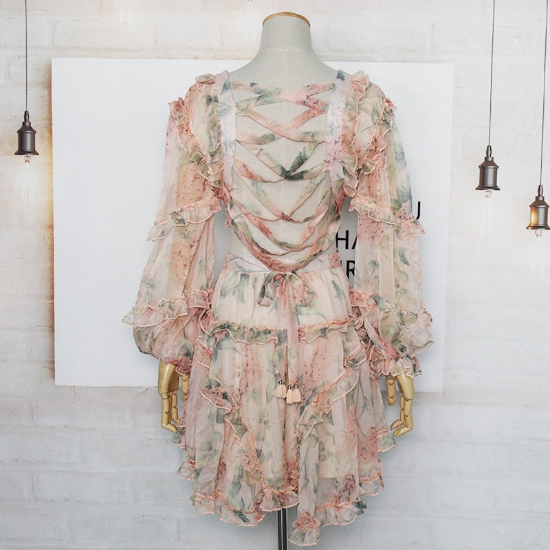 Blossoming Ruffle Floral Mini Dress