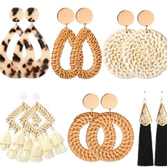 Boho Rattan Braid Drop Earrings Fashion Closet Clothing