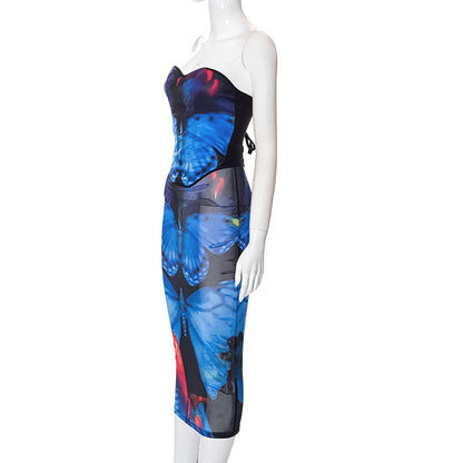 Butterfly Mesh Skirt Set- Blue Fashion Closet Clothing