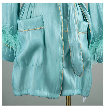 Caria Feather Jacket/Dress Fashion Closet Clothing