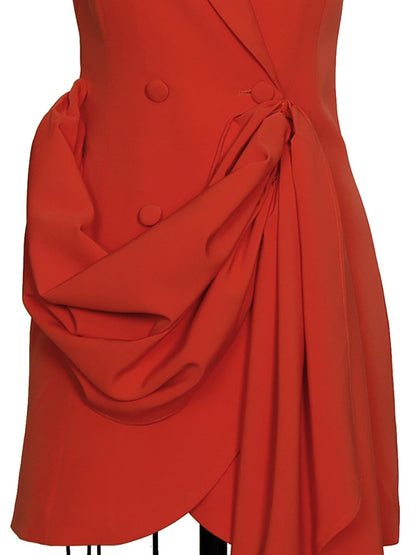 Caroline Pleated Dress- Orange Fashion Closet Clothing