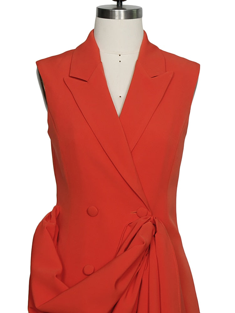 Caroline Pleated Dress- Orange Fashion Closet Clothing