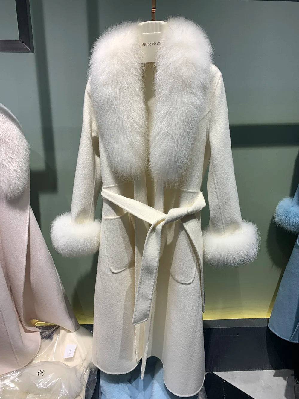 Cashmere Wopl Fox Fur Luxury Overcoat Fashion Closet Clothing