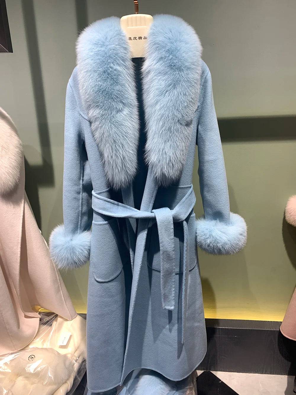 Cashmere Wopl Fox Fur Luxury Overcoat Fashion Closet Clothing