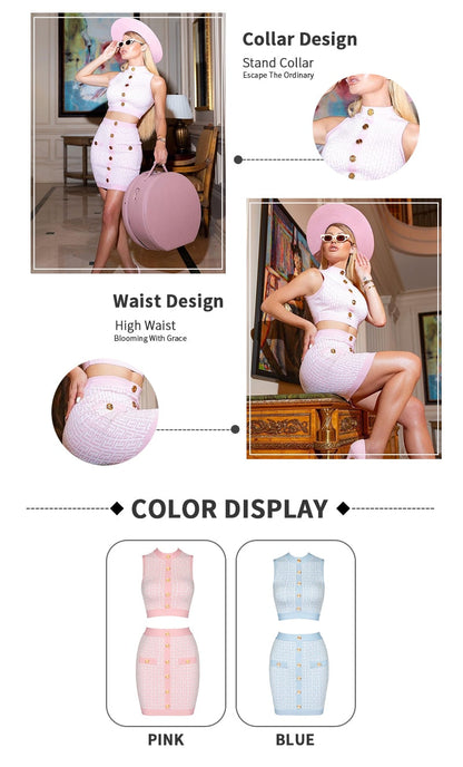 Celebrity Bandage Mini Skirt Set Fashion Closet Clothing
