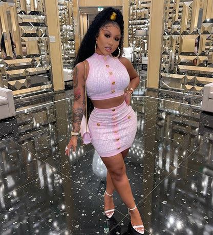 Celebrity Bandage Mini Skirt Set Fashion Closet Clothing