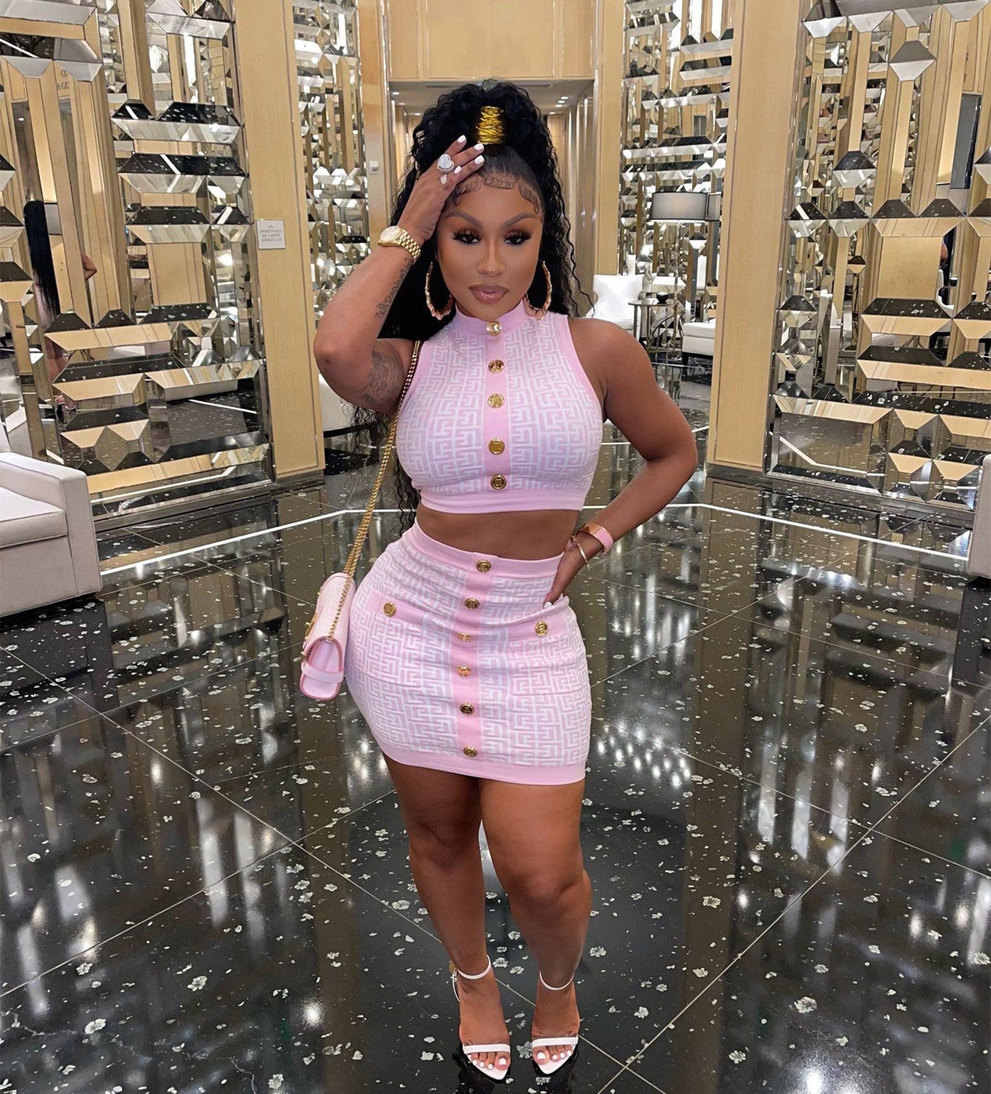 Celebrity Bandage Mini Skirt Set Fashion Closet Clothing