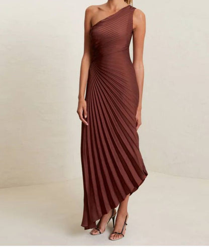 Christina Satin Pleated Dress Fashion Closet Clothing