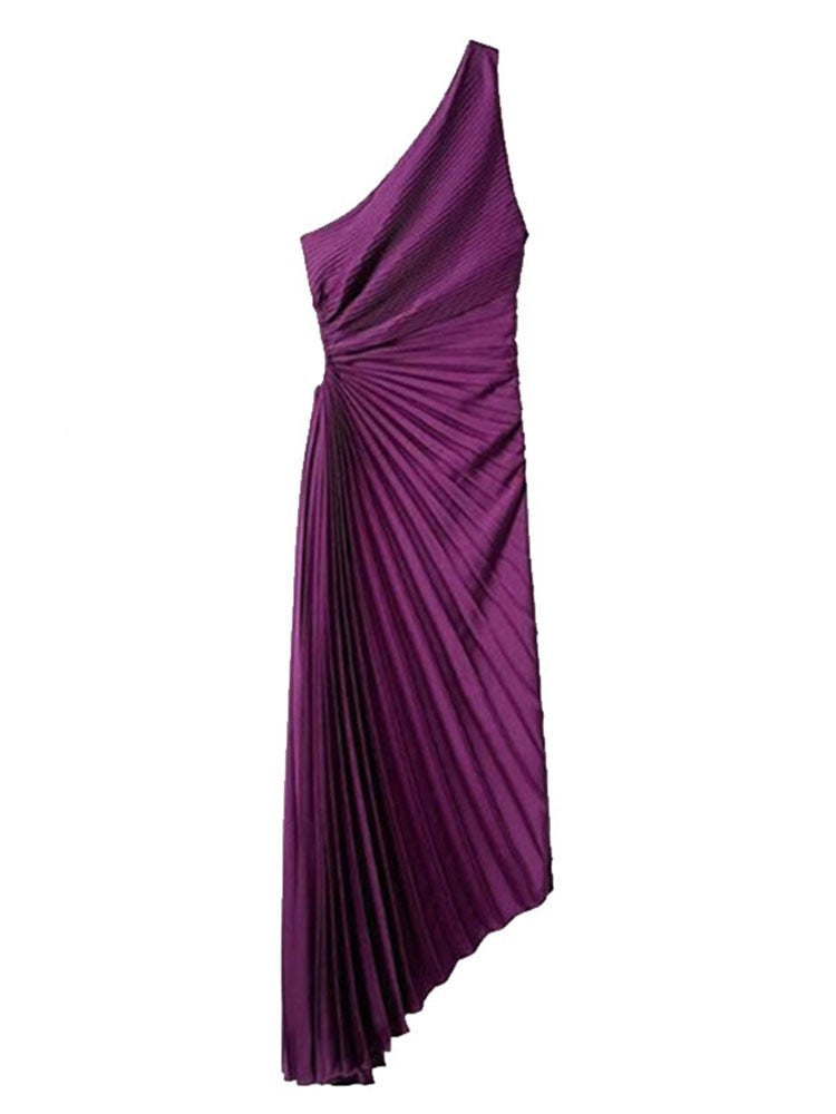 Christina Satin Pleated Dress Fashion Closet Clothing