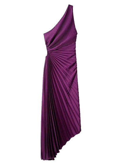 Christina Satin Pleated Dress Fashion Closet Clothing