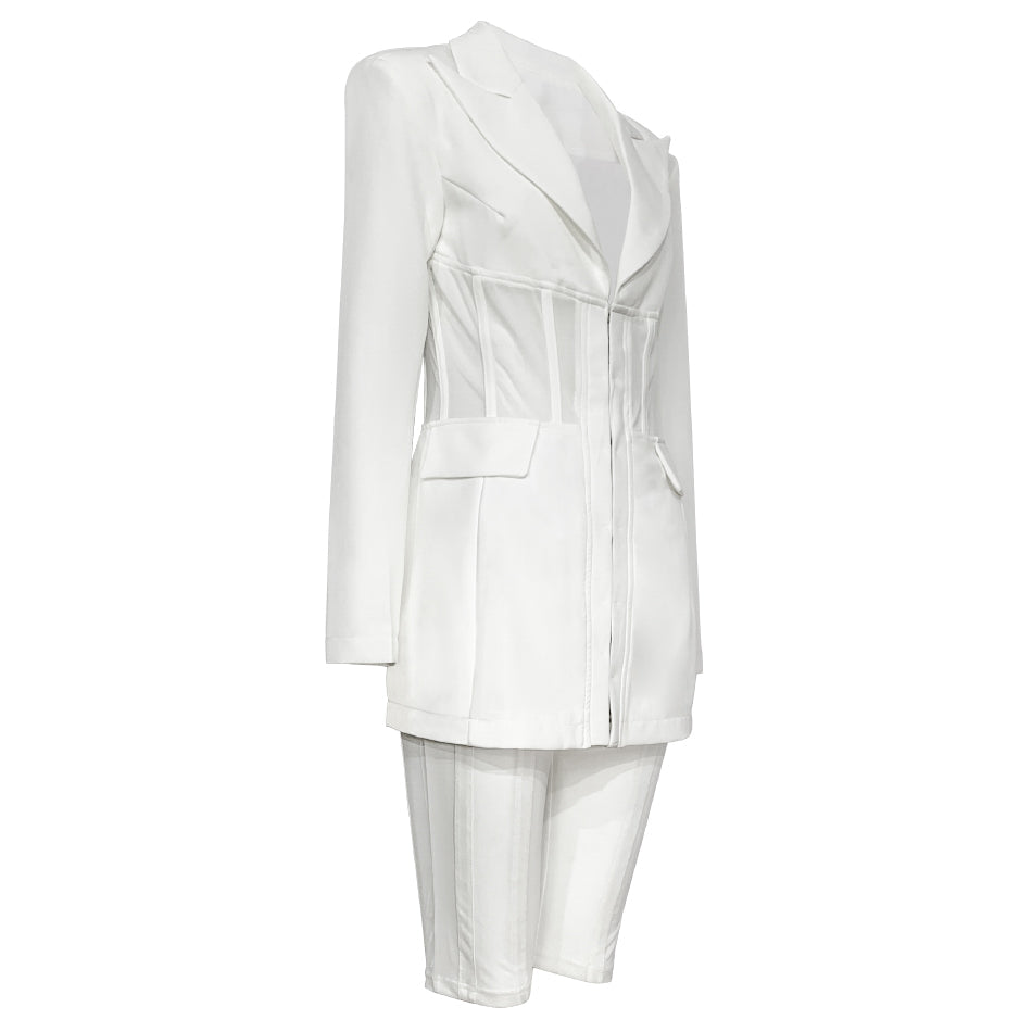 Ciara Sheer Blazer Short Set Fashion Closet Clothing