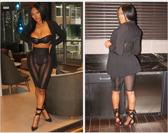 Ciara Sheer Blazer Short Set Fashion Closet Clothing