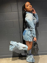 City View Denim Dress Socks Set Fashion Closet Clothing