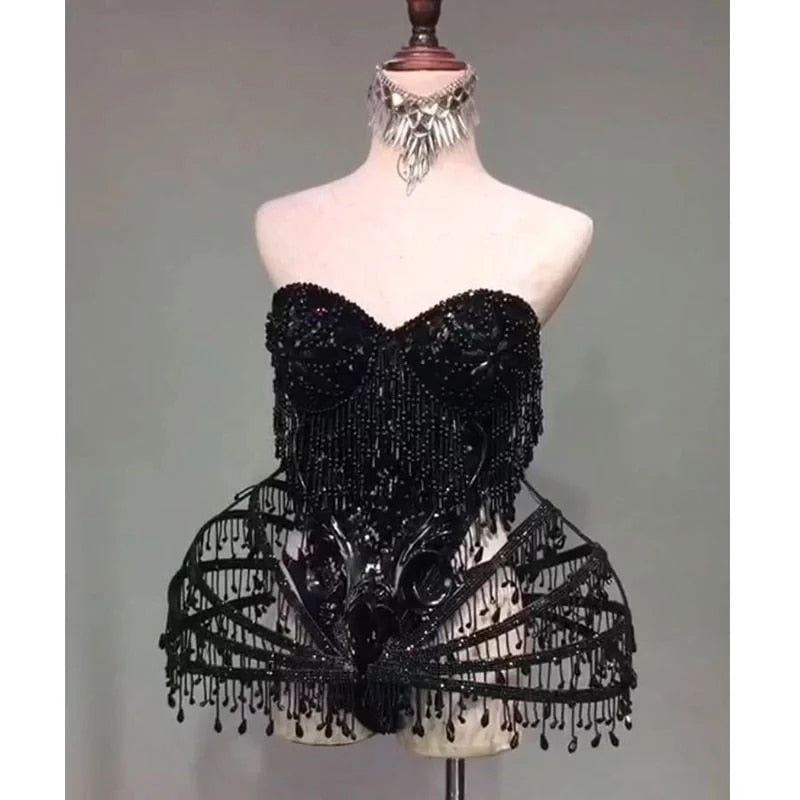 Crystal Bling Bodysuit Sexy Dress Fashion Closet Clothing
