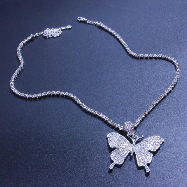 Crystal Butterfly Necklace Fashion Closet Clothing