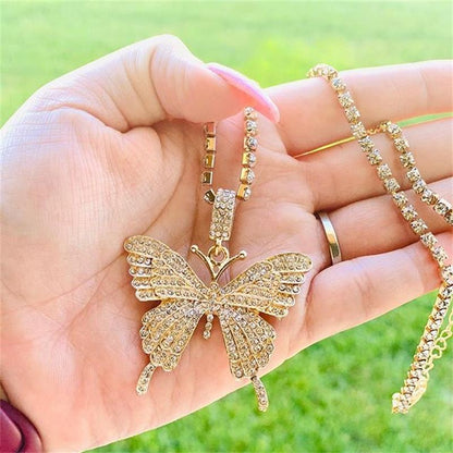 Crystal Butterfly Necklace Fashion Closet Clothing