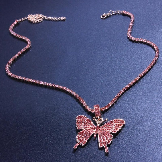 Crystal Butterfly Necklace Fashion Closet Clothing